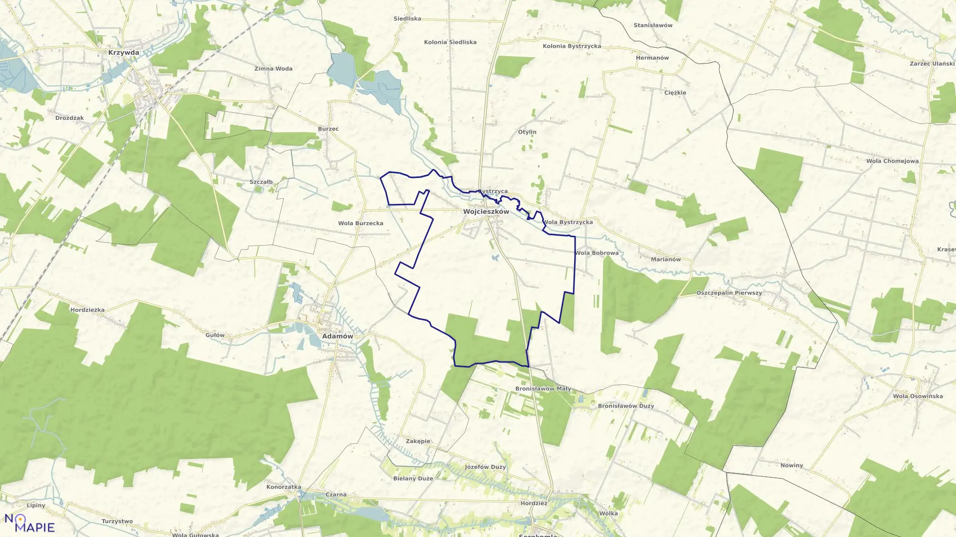 Mapa obrębu WOJCIESZKÓW w gminie Wojcieszków